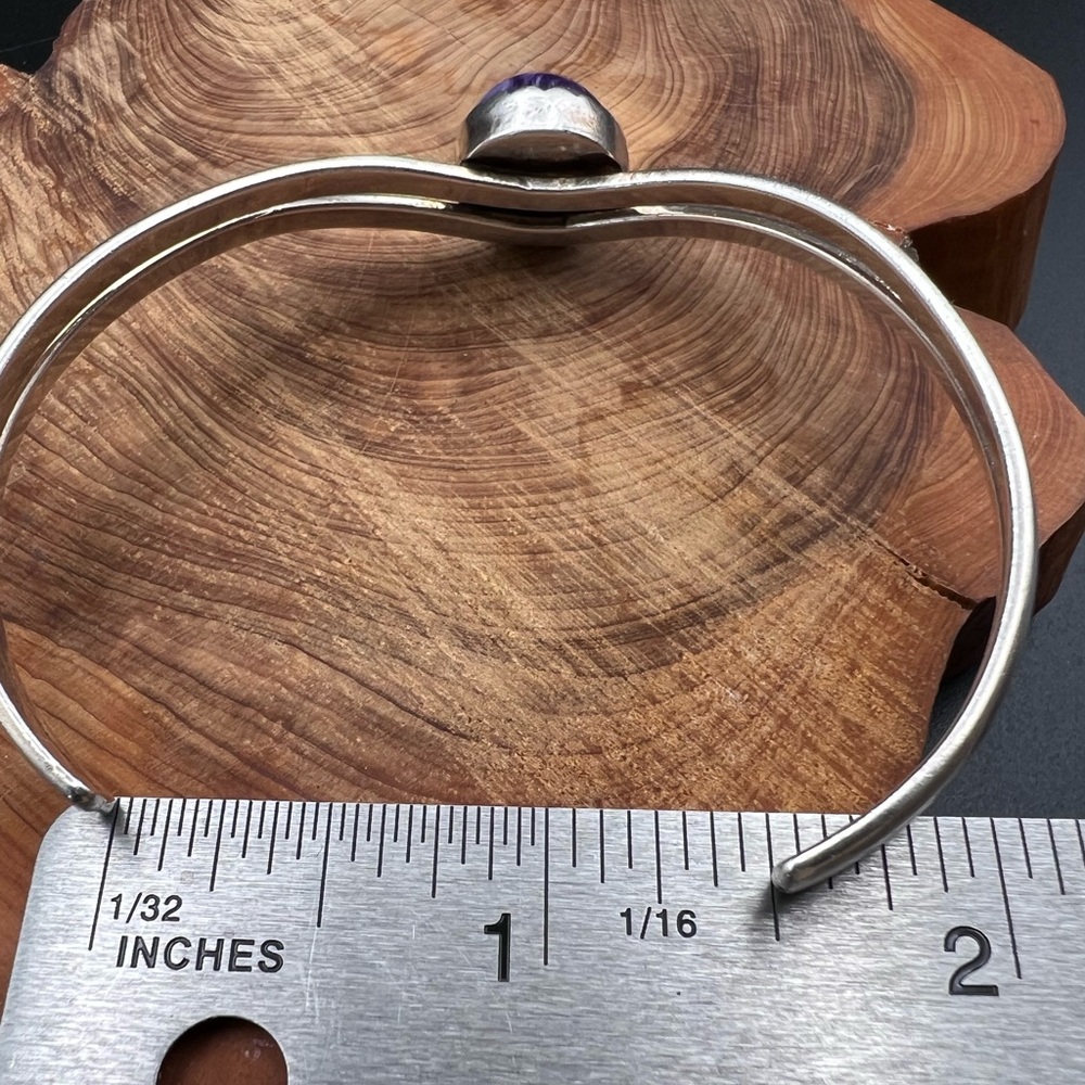 Native American Sterling Silver Charoite Cuff - Picture 6 of 10